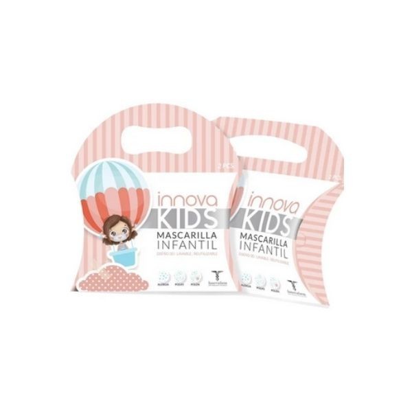 pack 2 mascarillas tela rosa innovakids