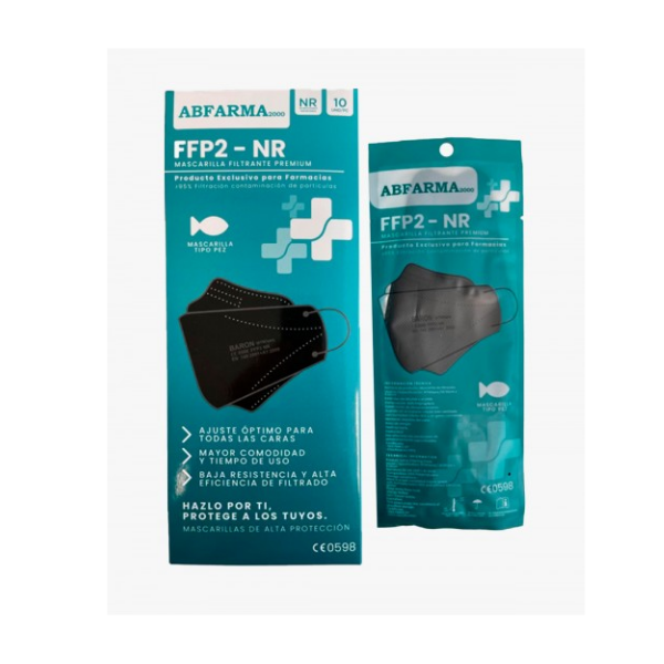 mascarilla FFP2 negras tipo pez 10 unidades