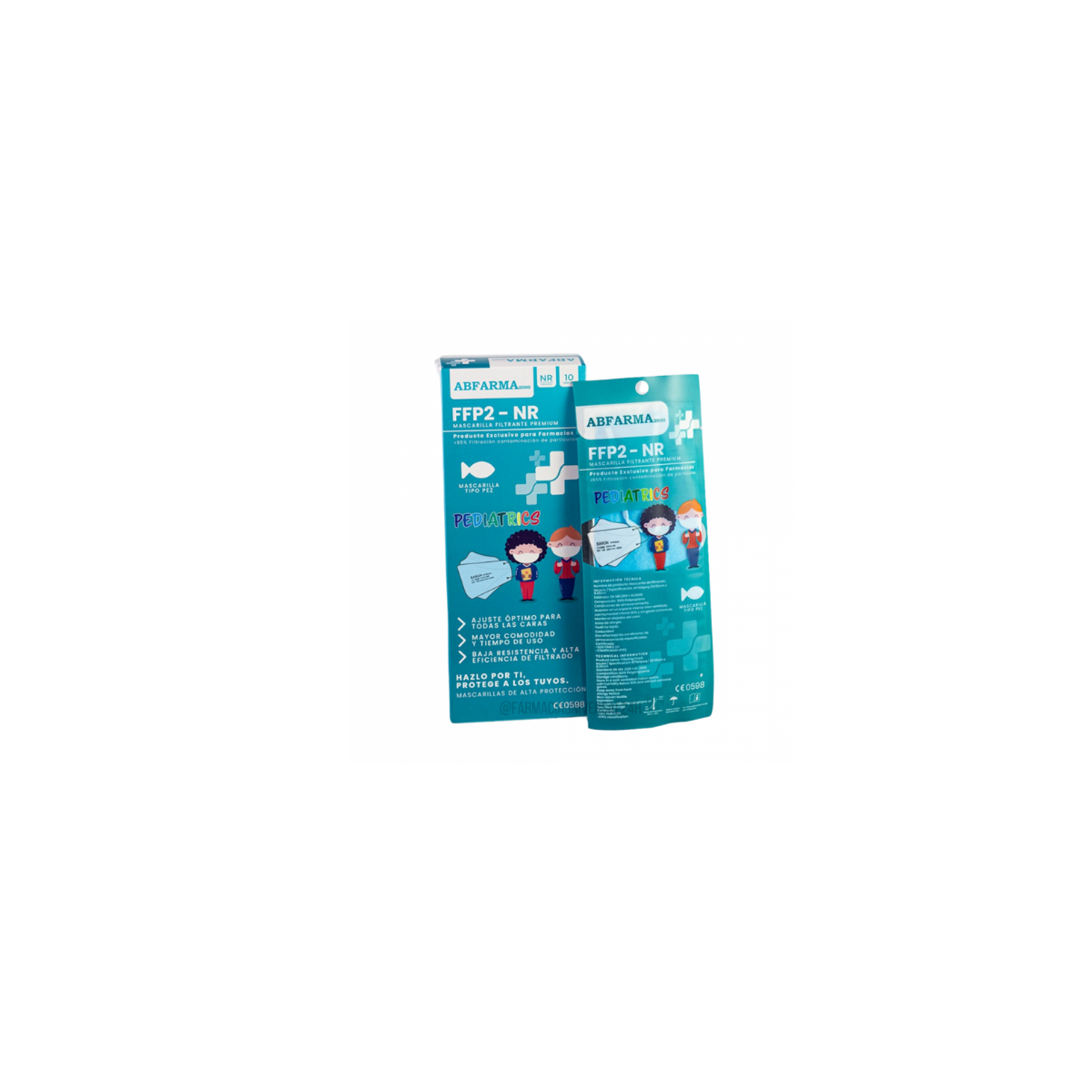 MASCARILLA FFP2 infantil azul TIPO PEZ 10 UNIDADES