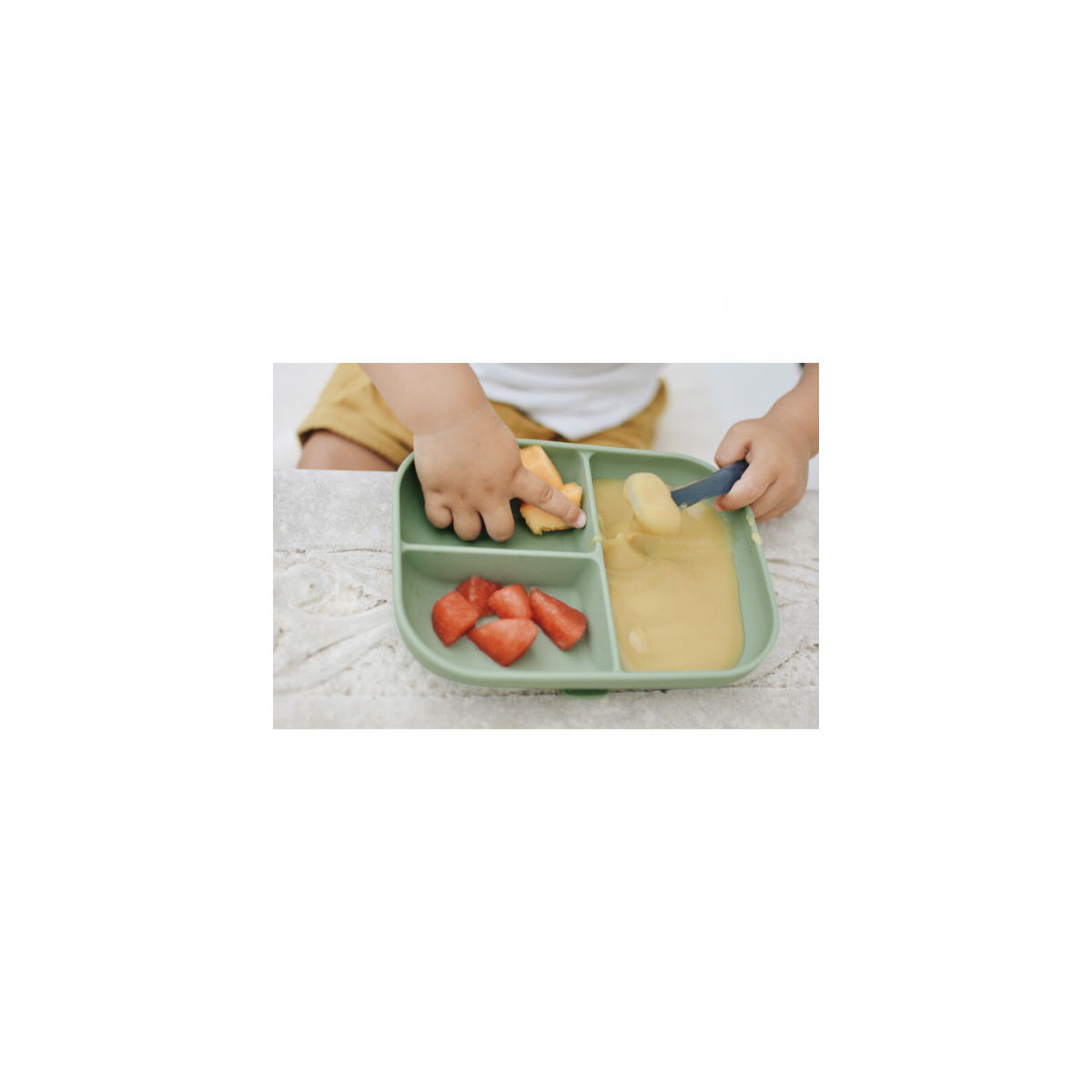 Béaba Plato Compartimentado Silicona Verde Salvia