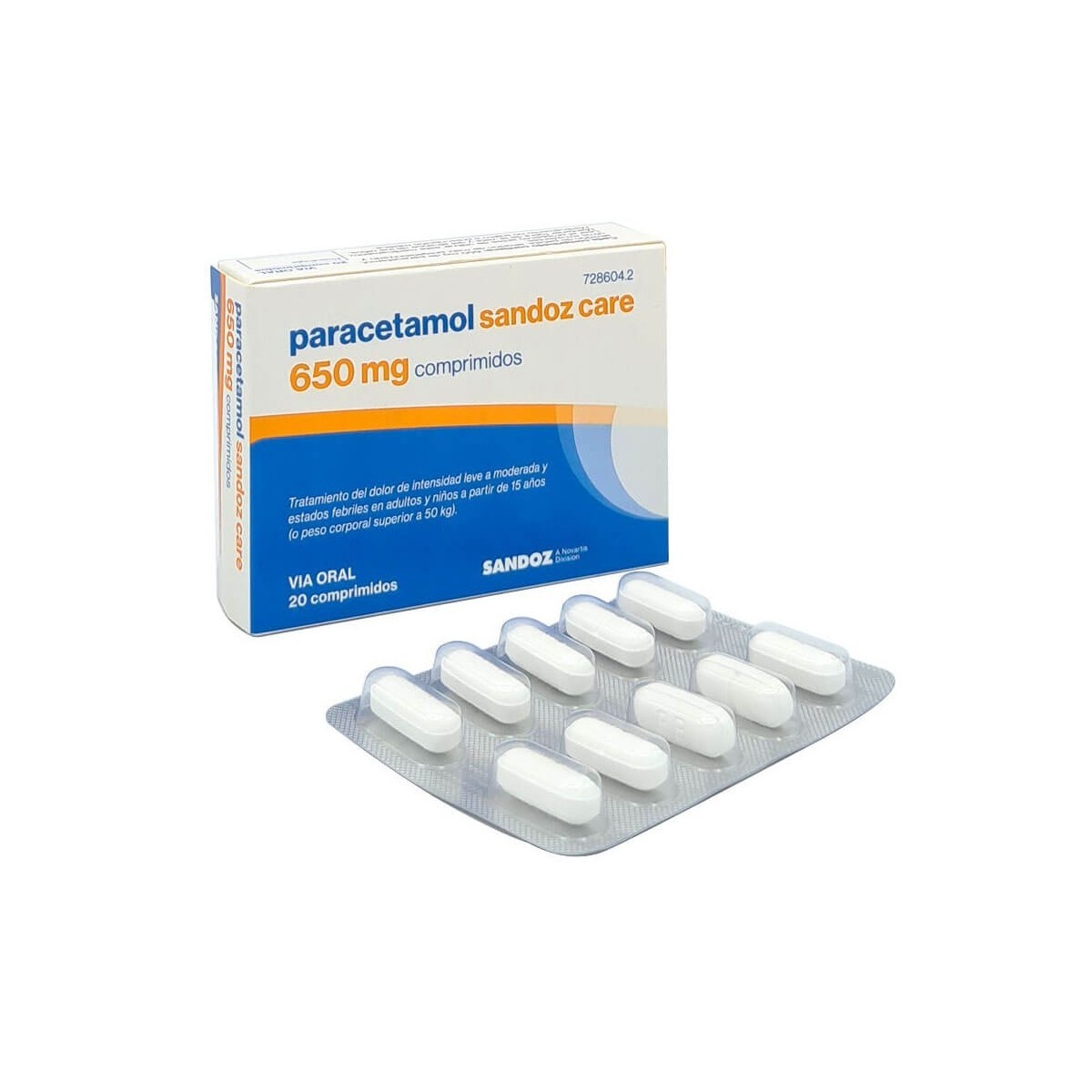 PARACETAMOL SANDOZ CARE 650 mg COMPRIMIDOS EFG