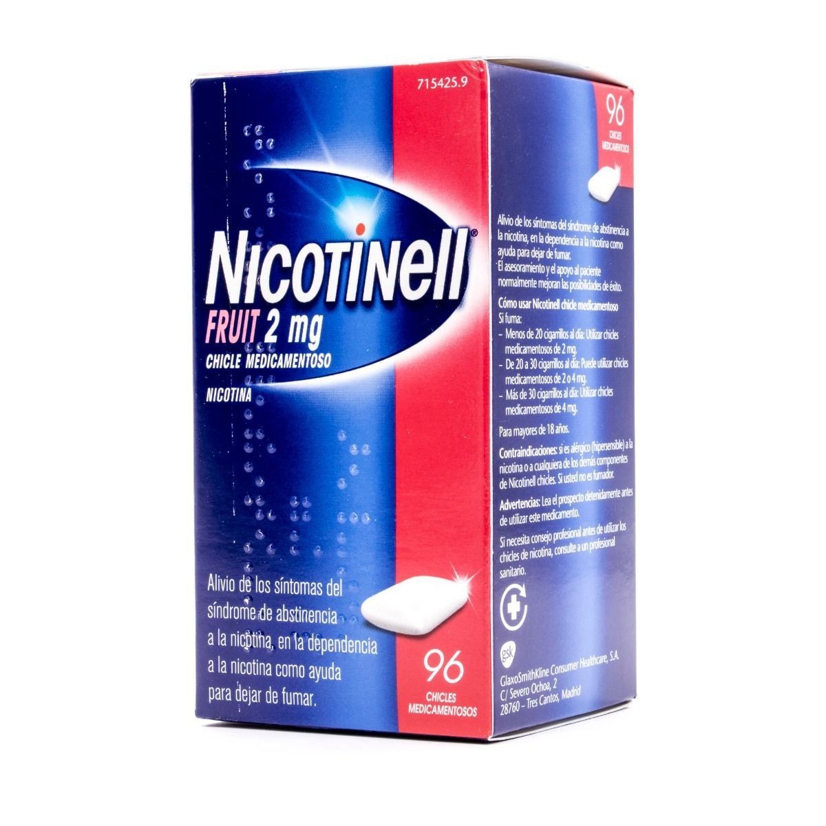 NICOTINELL FRUIT 2 mg CHICLE MEDICAMENTOSO, 96...