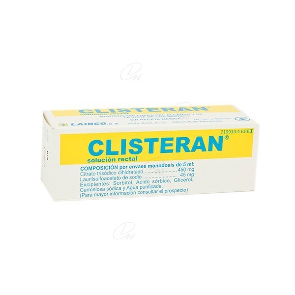 CLISTERAN 450 mg/45mg SOLUCION RECTAL, 1 enema de 5 ml