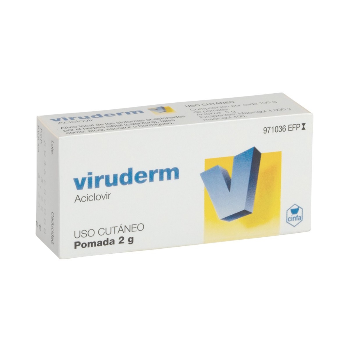 VIRUDERM 50 mg/g POMADA, 1 tubo de 2 g