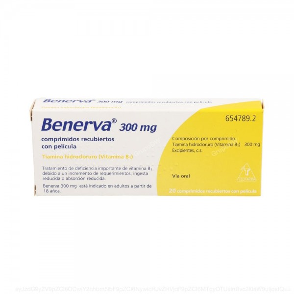 BENERVA 300 mg COMPRIMIDOS RECUBIERTOS CON PELICULA, 20...