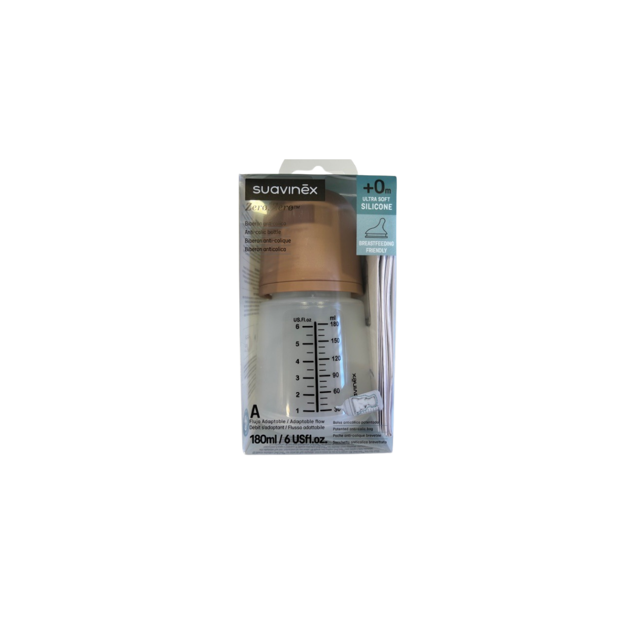 SUAVINEX BIBERON ZERO ZERO +0M 180 ML COLOR MEDIUM